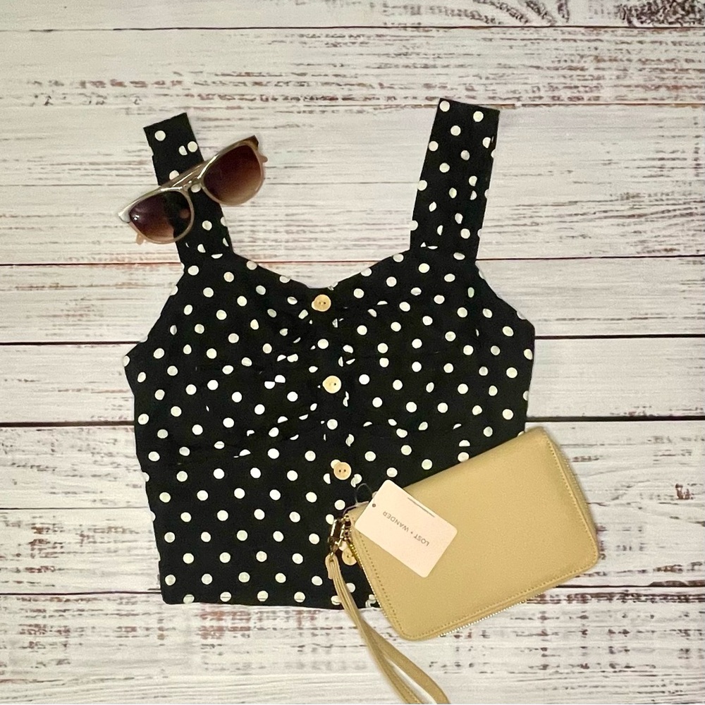 Monteau LA Polka Dot Black Crop Top
